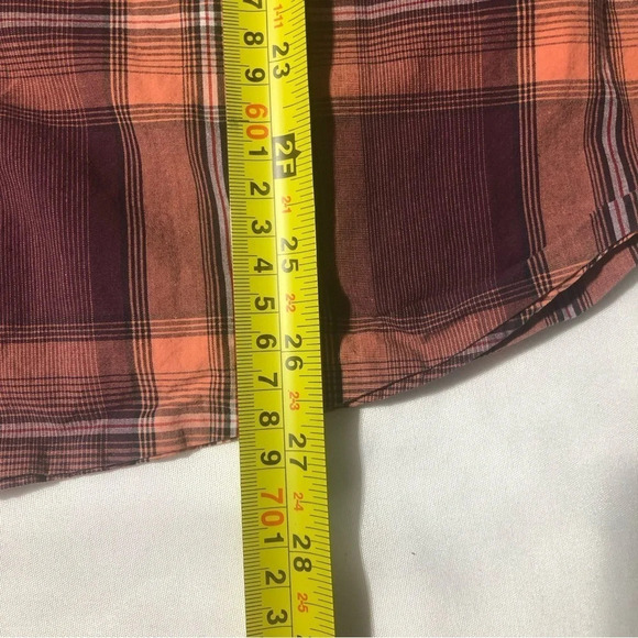 Cruel Girl Plaid Long Sleeve Button Down Shirt - Purple and  Peach Size Large - Picture 9 of 10